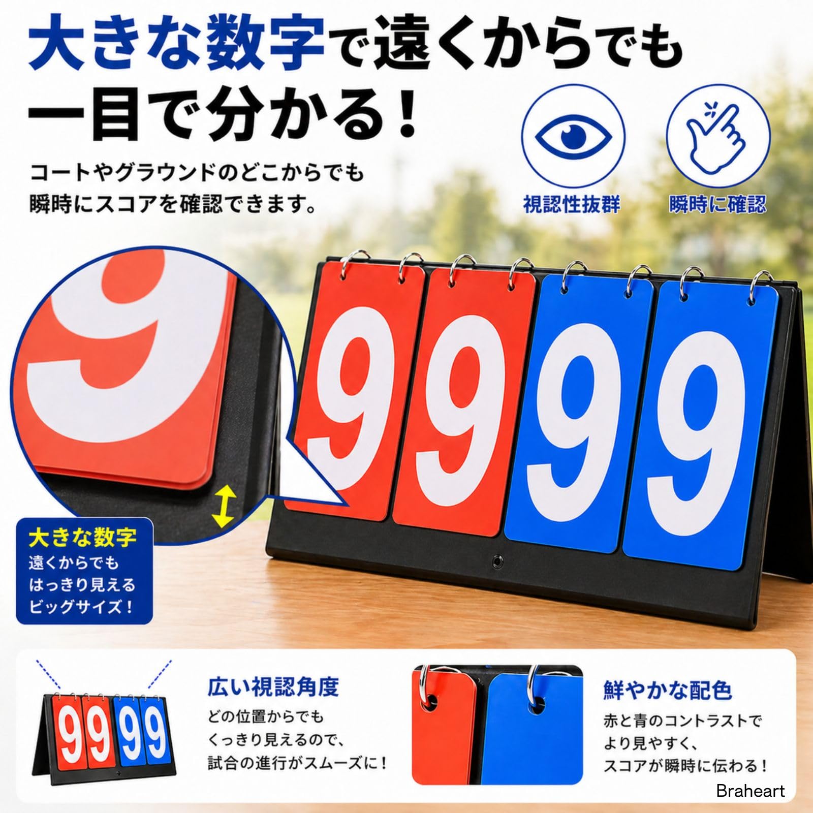 折りたたみ式ボード Amazon | Braheart スコアボード 折りたたみ式 得点板 得点ボード 防水